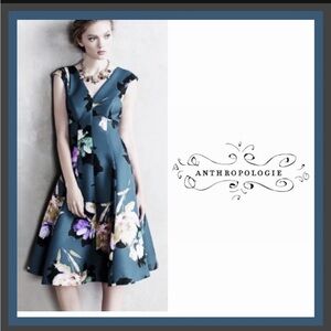NWT Anthropologie Moulinette Soeurs Baikal Teal Floral A-Line Midi Dress Sz 4